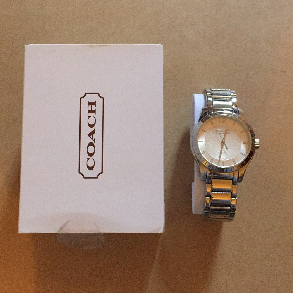 Silver-plated Coach Watch With Box